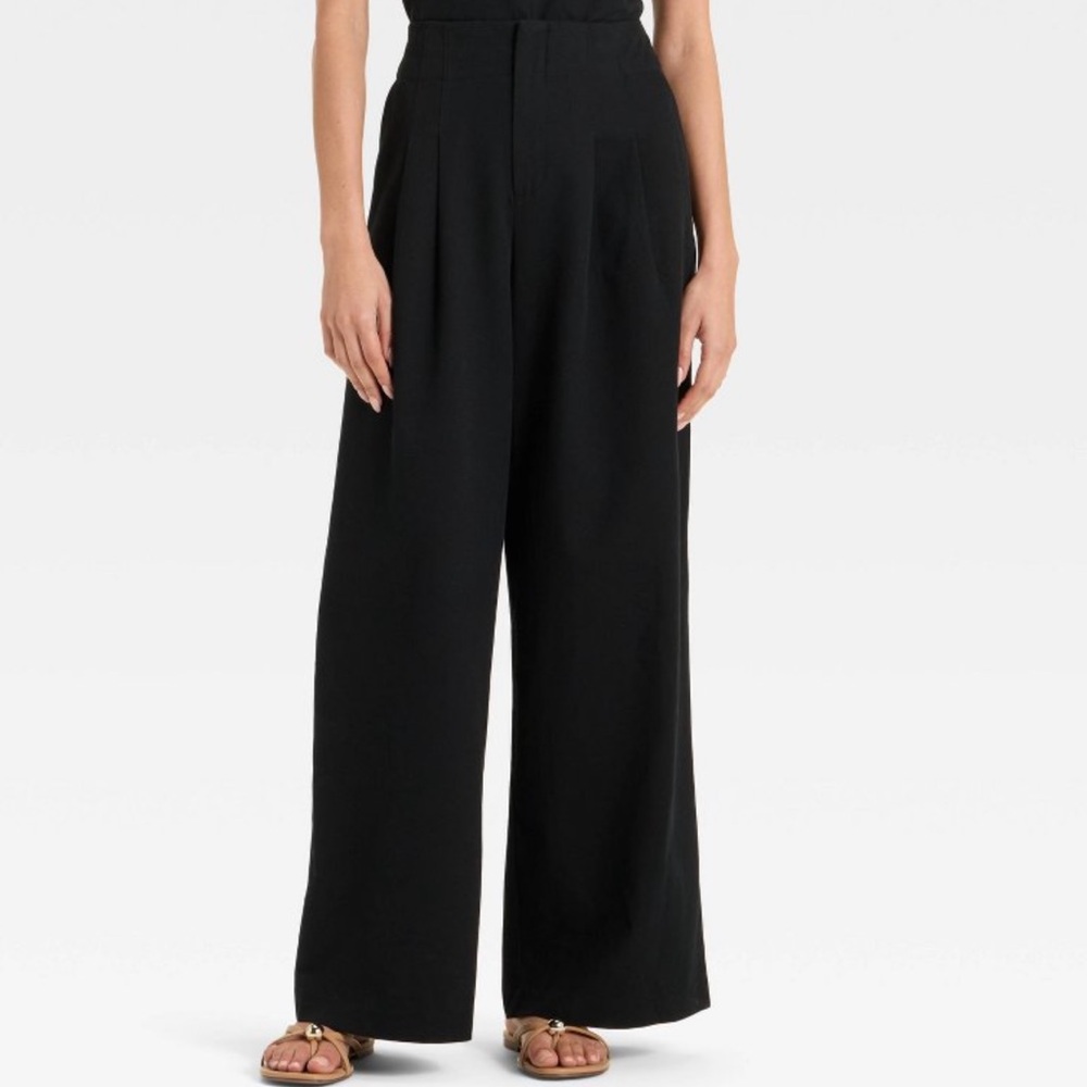 Women's High-Rise Relaxed Fit Wide Leg Pleated Linen Trousers 12